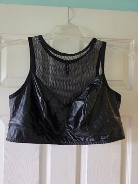 Black Mesh & Faux Leather Cropped Bralette TORRID